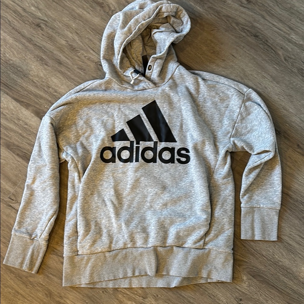 Adidas Gray and Black Pullover Sweater with Logo